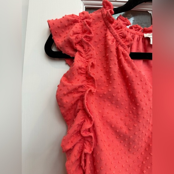 J. Crew Swiss Polka Dot Coral Ruffle Sleeve Top Women’s Plus Size 3X - Picture 3 of 8